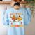 Fall In Love With Learning Fall Teacher Thanksgiving Retro Women's Sweatshirt Back Print Light Blue