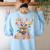 Fall In Love With Reading Halloween Stack Of Book Teacher Women's Sweatshirt Back Print Light Blue