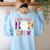 First Grade Boo Crew Teacher Student Halloween Costume Women's Sweatshirt Back Print Light Blue