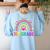 First Grade Rainbow Girls Boys Teacher Team 1st Grade Squad Women's Sweatshirt Back Print Light Blue First Grade Rainbow Girls Boys Teacher Team 1st Grade Squad Women's Sweatshirt Back Print Light Blue