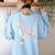 Floral FLower Boston Terrier Mom Grandma Women's Sweatshirt Back Print Light Blue