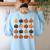Folk Art Pumpkins Teacher Nurses Admin Witch Halloween Cute Women's Sweatshirt Back Print Light Blue