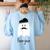 French Teacher Halloween Bonjour Ghost Women's Sweatshirt Back Print Light Blue French Teacher Halloween Bonjour Ghost Women's Sweatshirt Back Print Light Blue