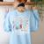 Fueled By Mitochondria Coffee Science Teacher Student Women's Sweatshirt Back Print Light Blue