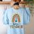 Future Teacher Boho Rainbow Leopard New Grad Student Women's Sweatshirt Back Print Light Blue Future Teacher Boho Rainbow Leopard New Grad Student Women's Sweatshirt Back Print Light Blue