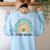 Future Teacher Cute Rainbow Leopard Teacher Outfit For Men Women Girls Kids Women's Sweatshirt Back Print Light Blue Future Teacher Cute Rainbow Leopard Teacher Outfit For Men Women Girls Kids Women's Sweatshirt Back Print Light Blue