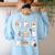 Ghost Speech Therapy Teacher Spooky Season Halloween Women's Sweatshirt Back Print Light Blue