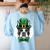 Green Boston Terrier Shamrock St Patricks Day Boston Terrier Women's Sweatshirt Back Print Light Blue