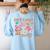 Half Teacher Half Iced Coffee Back To School Women's Sweatshirt Back Print Light Blue Half Teacher Half Iced Coffee Back To School Women's Sweatshirt Back Print Light Blue