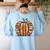 Halloween Books Pumpkin Reading Teacher Fall Men Women Women's Sweatshirt Back Print Light Blue