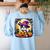 Halloween Boston Terrier Dog Breed With Jack O' Lantern Art Women's Sweatshirt Back Print Light Blue