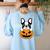 The Halloween Boston Terrier Women's Sweatshirt Back Print Light Blue