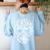 Halloween Costume Skull Boston Terrier Dog Lover Women's Sweatshirt Back Print Light Blue