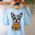 Halloween Dog Boston Terrier Mummy Costume Men Women Kids Women's Sweatshirt Back Print Light Blue