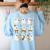 Halloween Ghost Music Teacher Playing Instruments Women's Sweatshirt Back Print Light Blue