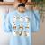 Halloween Ghost Playing Musical Instruments Music Teacher Women's Sweatshirt Back Print Light Blue