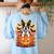 Halloween Retro Boston Terrier Women's Sweatshirt Back Print Light Blue