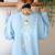 Halloween Skeleton Tap Dance Ballet Dance Teacher Women's Sweatshirt Back Print Light Blue