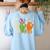 Halloween SPED Teacher Boo In ASL Boo Hands Sign Language Women's Sweatshirt Back Print Light Blue