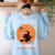 Halloween Teacher Witch Lets Eat Kids Punctuation Women's Sweatshirt Back Print Light Blue Halloween Teacher Witch Lets Eat Kids Punctuation Women's Sweatshirt Back Print Light Blue
