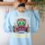 Halloween Teacher Zombie Reading Is Good For Brains Women's Sweatshirt Back Print Light Blue Halloween Teacher Zombie Reading Is Good For Brains Women's Sweatshirt Back Print Light Blue