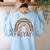Happy Fri-Yay Friday Lovers Fun Teacher Leopard Rainbow Men Women Girls Kids Women's Sweatshirt Back Print Light Blue