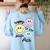 Happy To See Your Face Smile Face Teacher Back To School Women's Sweatshirt Back Print Light Blue Happy To See Your Face Smile Face Teacher Back To School Women's Sweatshirt Back Print Light Blue