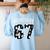 Haunted By 6 7 67 Six Seven Halloween Teacher Mom Women's Sweatshirt Back Print Light Blue