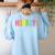 Hooray It's Library Day Teacher Reader Books Back To School Women's Sweatshirt Back Print Light Blue
