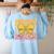 Interventionist Teacher Groovy Coquette Bow Back To School Women's Sweatshirt Back Print Light Blue