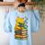Kawaii Cats Lover Coffee Books Teacher Librarian Cat Women's Sweatshirt Back Print Light Blue Kawaii Cats Lover Coffee Books Teacher Librarian Cat Women's Sweatshirt Back Print Light Blue