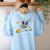 Kawaii Kids & Boys Astronaut Space Boston Terrier Dog Lover Women's Sweatshirt Back Print Light Blue