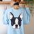 Kids Boston Terrier Dog For Women And Girls Women's Sweatshirt Back Print Light Blue