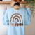 Be Kind Hand-Talking Teacher Artist ASL Women's Sweatshirt Back Print Light Blue Be Kind Hand-Talking Teacher Artist ASL Women's Sweatshirt Back Print Light Blue