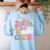Kinder Boo Crew Kindergarten Teacher Student Halloween Women's Sweatshirt Back Print Light Blue