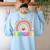 Kindergarten Rainbow Girls Boys Teacher Team Kinder Squad Women's Sweatshirt Back Print Light Blue