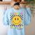 Kindergarten Squad Smile Face Teachers Kids Back To School Women's Sweatshirt Back Print Light Blue