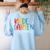 Kindergarten Squad Team Crew Teacher Back To School Women's Sweatshirt Back Print Light Blue