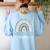 Kindergarten Teacher Leopard Boho Rainbow Back To School Women's Sweatshirt Back Print Light Blue Kindergarten Teacher Leopard Boho Rainbow Back To School Women's Sweatshirt Back Print Light Blue