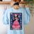 La Maestra Halloween Mexican Bingo Card Teacher Lottery Card Women's Sweatshirt Back Print Light Blue