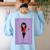 La Maestra Mexican Bingo Card Teacher Lottery Card Women's Sweatshirt Back Print Light Blue La Maestra Mexican Bingo Card Teacher Lottery Card Women's Sweatshirt Back Print Light Blue