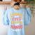 Listening With Eyes ASL Teacher Deaf People ASL Interpreter Women's Sweatshirt Back Print Light Blue