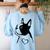 I Love My Boston Terrier Dog With Heart Women's Sweatshirt Back Print Light Blue