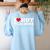 I Love Hot Teachers Women's Sweatshirt Back Print Light Blue
