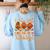 I Love My Kindergarten Turkeys Thanksgiving Teacher Students Women's Sweatshirt Back Print Light Blue