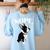Love NOPE Boston Terrier Dog Lover Women's Sweatshirt Back Print Light Blue