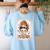 Messy Bun Spooky Teacher Bleached Halloween Teachers Women's Sweatshirt Back Print Light Blue
