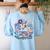 Microscope Flower Butterfly Biology Science Teacher Student Women's Sweatshirt Back Print Light Blue Microscope Flower Butterfly Biology Science Teacher Student Women's Sweatshirt Back Print Light Blue