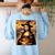 Mona Lisa Pumpkin Halloween Art Teacher Witchy Women Kids Women's Sweatshirt Back Print Light Blue