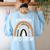 Montessori Teacher Halloween Boo Rainbow Leopard Halloween Women's Sweatshirt Back Print Light Blue